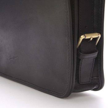 Luxusní pánská kožená taška přes rameno černá - Gerard Henon Harry