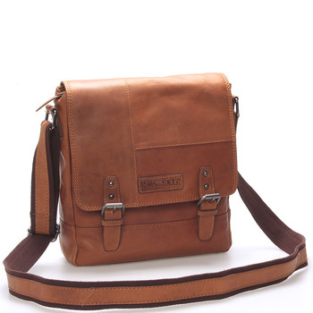 Větší luxusní kožený messenger hnědý - Hill Burry Anton
