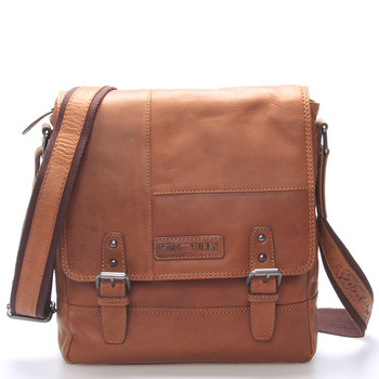 Větší luxusní kožený messenger hnědý - Hill Burry Anton