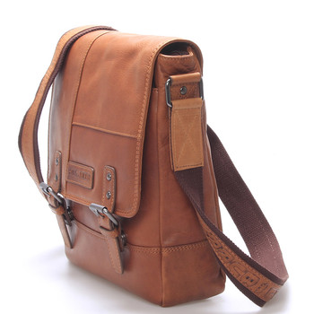 Větší luxusní kožený messenger hnědý - Hill Burry Anton