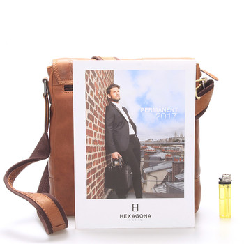 Větší luxusní kožený messenger hnědý - Hill Burry Anton