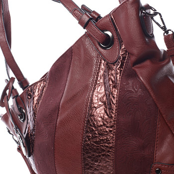 Dámská elegantní kabelka tmavě červená se vzorem - Maria C Eirene