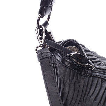Zvrásněná měkká černá dámská kabelka přes rameno - MARIA C Elektra