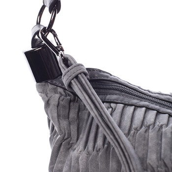 Zvrásněná měkká šedá dámská kabelka přes rameno - MARIA C Elektra