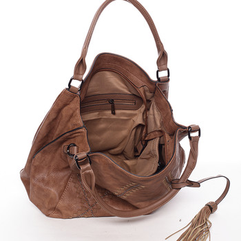 Hnědá dámská kabelka s originálním vzorem - MARIA C Glauce