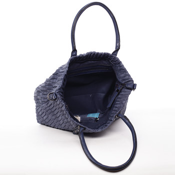 Zvrásněná širší tmavě modrá dámská kabelka - MARIA C Ennea