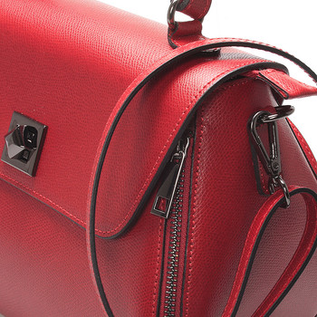 Exkluzivní dámská kožená kabelka červená - ItalY Aubine