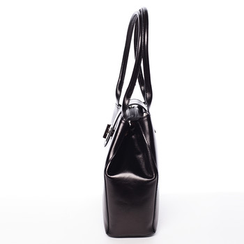 Menší módní dámská černá kožená kabelka přes rameno - ItalY Zerro