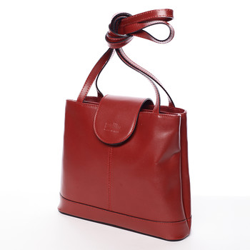 Kožená dámská červená kabelka přes rameno - ItalY Zenna