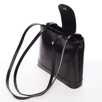 Kožená dámská černá kabelka přes rameno - ItalY Zenna