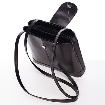 Kožená dámská černá kabelka přes rameno - ItalY Zenna