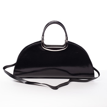 Dámská oválná černá kožená společenská kabelka - ItalY Yevgeny