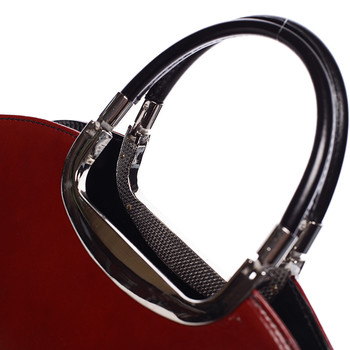 Dámská oválná červeno černá kožená společenská kabelka - ItalY Yevgeny