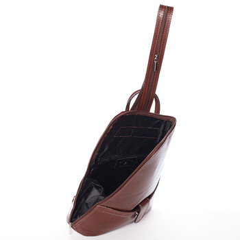 Dámský originální kožený hnědý batůžek - ItalY Zenina