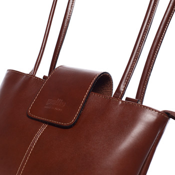 Unikátní dámská kožená kabelka/batoh hnědá - ItalY Zephyra