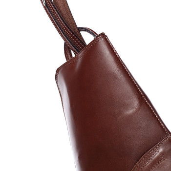 Dámský originální kožený hnědý batůžek - ItalY Zenina