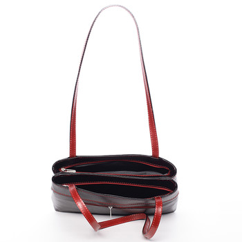 Černo červená středně velká kožená kabelka přes rameno - ItalY Zanthe