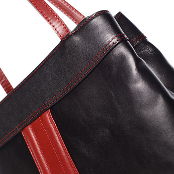 Černo červená středně velká kožená kabelka přes rameno - ItalY Zanthe