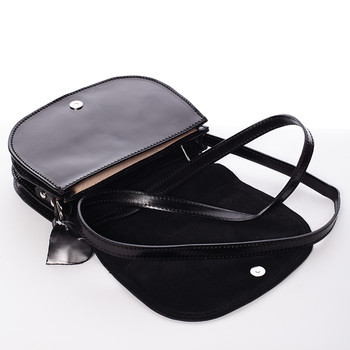 Menší černá lakovaná crossbody kožená kabelka - ItalY Zoya