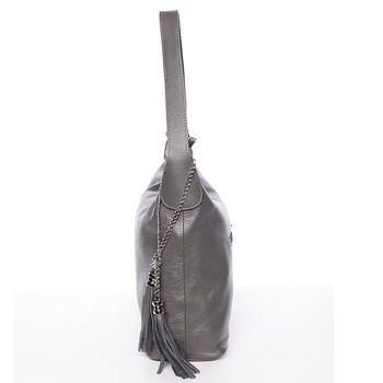 Módní kožená kabelka přes rameno šedá - ItalY Georgine