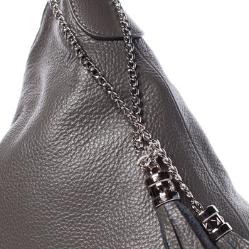 Módní kožená kabelka přes rameno šedá - ItalY Georgine
