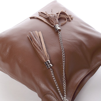 Módní kožená kabelka přes rameno hnědá - ItalY Georgine