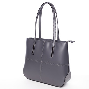 Moderní dámská kožená kabelka tmavě šedá - ItalY Adalicia