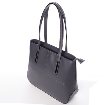 Moderní dámská kožená kabelka tmavě šedá - ItalY Adalicia