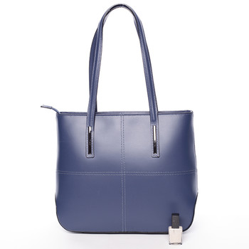 Moderní dámská kožená kabelka tmavě modrá - ItalY Adalicia