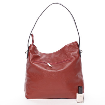 Dámská kožená kabelka přes rameno červeno černá - ItalY Miriam