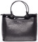 Elegantní lakovaná černá stříbrná dámská kabelka do ruky - Delami Iriana