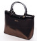 Elegantní lakovaná černo zlatá dámská kabelka do ruky - Delami Iriana