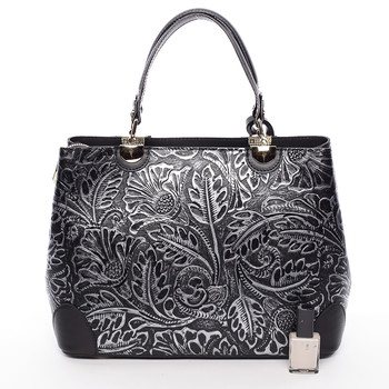 Originální dámská kožená kabelka stříbrná - ItalY Mattie