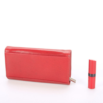 Dámská větší kožená červená peněženka - Ellini Damaris