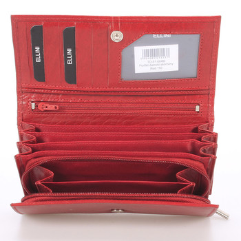 Dámská větší kožená červená peněženka - Ellini Damaris