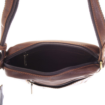 Perfektní pánská hnědá kožená taška - Sendi Design Halir