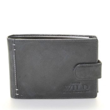 Pánská kožená peněženka s patinou černá - WILD Herakles