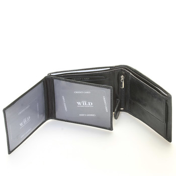 Pánská kožená peněženka s patinou černá - WILD Heller