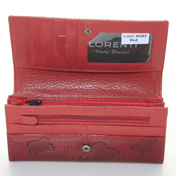 Dámská červená kožená lakovaná peněženka - Lorenti Hyades