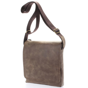 Světle hnědá elegantní crossbody kožená taška - Delami 1172