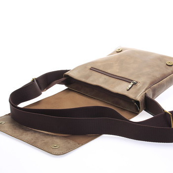 Světle hnědá elegantní crossbody kožená taška - Delami 1172