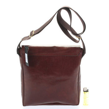 Hnědá elegantní crossbody kožená taška - Delami 1172