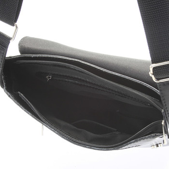 Černá stylová crossbody kožená taška - Delami 1246