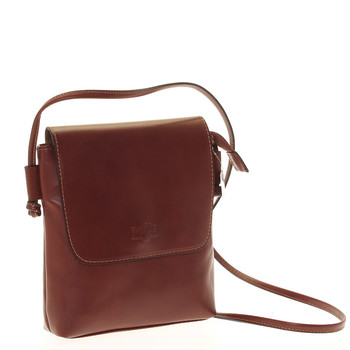 Hnědá kožená crossbody kabelka ItalY Tamia