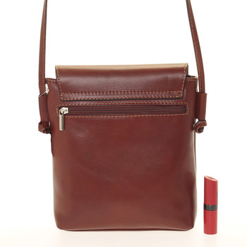 Hnědá kožená crossbody kabelka ItalY Tamia
