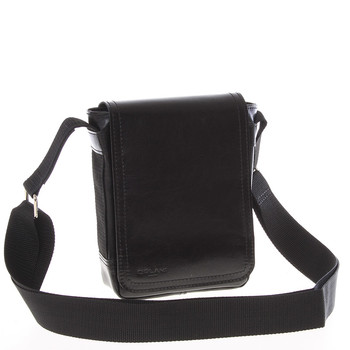 Černá menší kvalitní crossbody kožená taška - Delami 1181