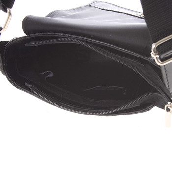 Černá menší kvalitní crossbody kožená taška - Delami 1181