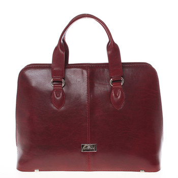 Pevná luxusní dámská vínová kožená aktovka - Annie Claire Boom