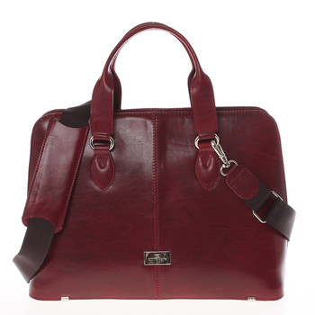 Pevná luxusní dámská vínová kožená aktovka - Annie Claire Boom