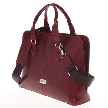 Pevná luxusní dámská vínová kožená aktovka - Annie Claire Boom